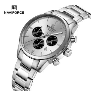 NAVIFORCE Watch for Men Original 30m Waterproof Stainless Steel Strap Brand New Luminous Chronograph Date Quartz Wristwatch Fashion Casual NF8076