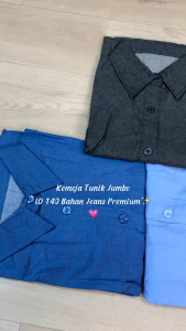 Tunik Kemeja Jumbo Wanita LD 140 CM Bahan Jeans Premium