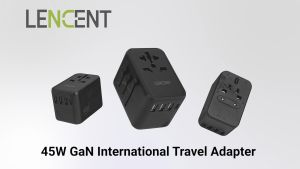 Lencent PD 45W เครื่องชาร์จนานาชาติที่มีพอร์ต USB 2 และ 3 USB-C PD สำหรับ iPhone Samsung แล็ปท็อป พิมพ์ A/C/G/I ให้สูงความรวดเร็ว