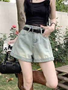 Plus Size American High Street Denim Womens Summer Chubby Girl Slim Looking A- line Hot Pants Pear Shapes Wide Leg Shorts Tide