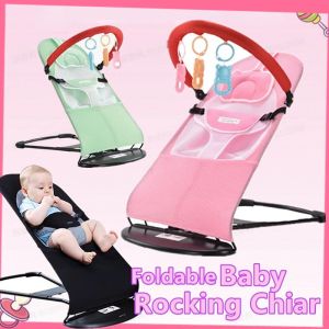 Baby Rocking Chair Foldable Sleeping Chair for Newborn Bouncing Rocking Chair Seat with Toy Rack