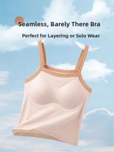 Miiow | Cat Person 2024 New Womens Strap Vest Integrated No Wear Inner Wear With Chest Pad Summer Outdoor Indoor Matching Underwear