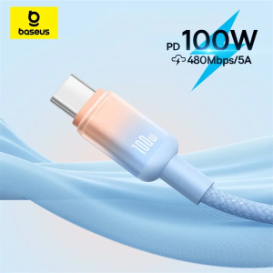 Baseus Gradient 100W USB C Cable For IPhone 16 15 Pro Plus Type C Cable For Ipad Fast Charging Cable For Samsun xiaomi Huawei