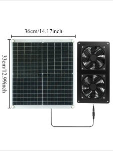 20W 30W Solar Monocrystalline Panel Powered IP65 Dual Exhaust Cooling Fan Outdoor RV Trailer Greenhouse Chicken Coop Pet House