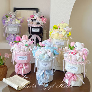 Cute Doll Flower Bouquet Birthday Gift for Girls Friend Creative Graduation Present Valentines Day Gift for Girlfriend