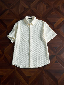 OUMULONG | Breathable Lattice See-through Bubble Gauze Shirt for Men