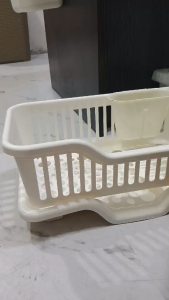 Plastic Dish Rack Drainer with Drain Tray and Utensil Holder Kitchen Sink Organizer for Plates Cups Bowls