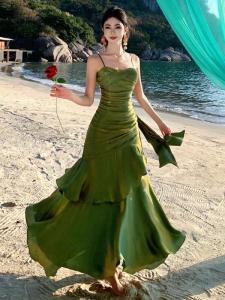 CHANGTONG | Elegant Banquet Dress Party Style Halter Peplum Hem 2026 New Summer