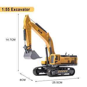 Excavator Classic Alloy+Plastic Diecast Toys Model Engineering Sound Light Pull Back Construction Collection Gifts For Children