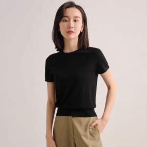 LUOHUASHI | Summer Slim Fit Ice Silk Short Sleeve Knit Top