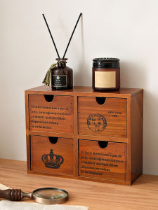 JUXIANYOU | Desk Organizer Cabinet Vintage Drawer-type Solid Wood