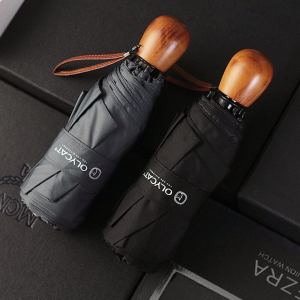 OLYCAT Mini Umbrella Windproof Strong Cute Shade Umbrella for Women Outdoor Compact Parasol Pocket Sun Umbrella Wooden Handle