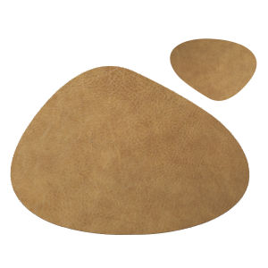 Nordic Style Water Drop Shaped Placemats Anti-Slip PU Table Mat Double Sided Insulation Pad Imitation Cowhide Pattern 1/4/6 Sets