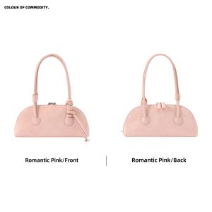 JNXS | Leather Retro Shoulder Bag with Logo and Heart Print Strap