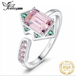 JewelryPalace New Arrival Geometric 2.8ct CZ Simulated Pink Diamond 925 Sterling Silver Adjustable Cocktail Ring for Woman