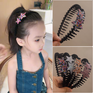 Rhinestone Star Flockingแถบคาดศีรษะผู้หญิงRetro Bangs Arrangement Artifactผมฟันลื่นHeadbandอุปกรณ์เสริมผม