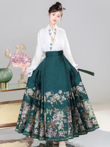 New 2025 Traditional Chinese National Style Hanfu Half Skirt Set New Fashionable High Waist A-Line Skirt Gold Weave Embroidery