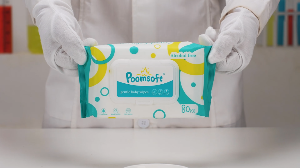 POOMSOFT Baby Wipes Wet 80 Pcs/Pack Alcohol-Free Unscented Baby Wipes Wet Tissue Wipes Baby