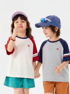 DUDUJIA | Áo Thun Raglan Tay Ngắn Chống Khuẩn 7A Cho Trẻ Em