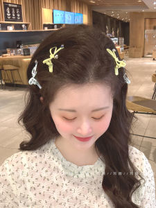 Sweet Butterfly Knot Heart Shaped Diamond Hair Clip Duckbill Clip Womens New 2025 High End Feeling Hair Card Headwear