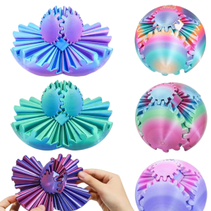 3D Printed Gear Ball Fidget Toys Spin Ball or Cube Stress Relief Desk Toy Anxiety Relax Activity For Adults Kids Gift