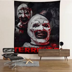 VIKAMA Soul-Killing Phantom Tapestry Blood-Eyed Clown Terrifying Haunted House Halloween Party Decoration