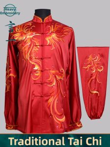 Group Performance Competition Tai Chi Suit Embroidered Shiny Drill