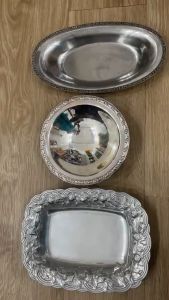 Khay kim loại handmade hàng sưu tầm dùng để decor trang trí của Mỹ