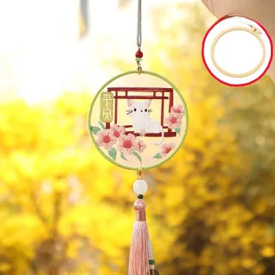 Handmade Embroidery Material Kit for Beginners Double-Sided Car Hanging Ornament Self-Embroidery Gift for Best Friend
