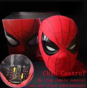 Bandai | Mascara Spiderman Headgear Mask Cosplay Moving Eyes Electronic Mask Spider Man 1:1 Remote Control Elastic Toys Adults Kids Gift