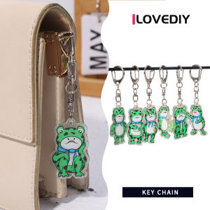 [ILOVEDIY] Cute Lonely Frog Keychain Cute Pendant Cartoon Keychain Pendant Bag Small Keychain Pendant