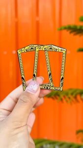 อุปกรณ์เลี่ยมพระ หน้ากากเลเซอร์อะคริลิค พระสมเด็จ ไซต์มาตรฐาน สีดำทอง ลงเรซิ่น พร้อมใช้งาน แถมฟรีบล็อคกดฝา