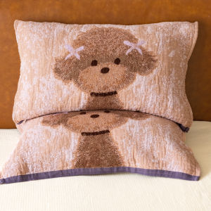 Pure Cotton Butterfly Teddy Pillowcase Sweat Absorbent Anti-Head Oil Non-Slip Pair New Style Childrens Pillow Towel