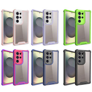 for Samsung S25 Ultra Case Camera Lens Protection 2 in 1 Clear Hard Back + Front Bumper Dust Plug Shockproof Protective Case For Galaxy S25 PlusS25S24 UltraS24 PlusS24S23 Ultra