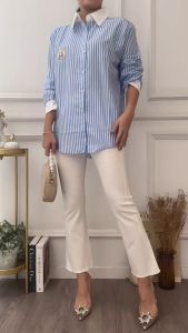 Kemeja Wanita Salur Lengan Panjang Model Korea Rabbit | Baju Atasan Perempuan Formal Casual Kekinian Premium