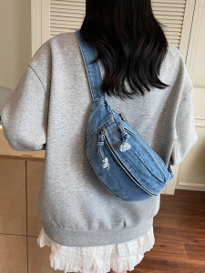Lightweight Denim Crossbody Bag Womens 2025 New Style Dumpling Sports Cycling Backpack Waist Bag Casual Scenarios