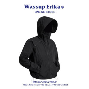 WASSUP ERIKA Mens Ice Silk Lightweight Quick Dry Breathable Removable Cap Brim UV Protection Jacket Summer Outerwear