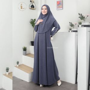 Medina dress gamis muslim wanita set kerudung hijab mat Knitt terbaru