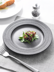 Elegant European Style Ceramic Steak Plate round Dinnerware Shallow Dish Japanese Style Flat Surface High Quality Dishware