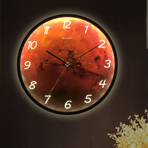 Minimalist Nordic Series LED Luminous Sound Control Wall Clock Mars Art Hot Sale Morden Home Living Room Simple and Fashion Creative Clocks 30cm