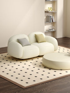 Double Sofa Scandinavian Modern Residential Living Room Simple Tofu Block Internet Celebrity Cat Scratch Skin Jelly Cashmere Sofa