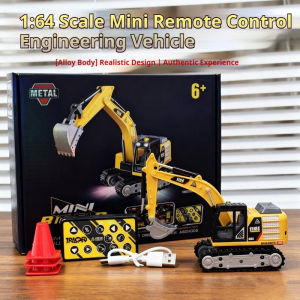New 1/64 Desktop Excavator Remote Control Mini Engineering Vehicle Series 2.4g Rc Decompression Toy Boy Excavator Mini Remote