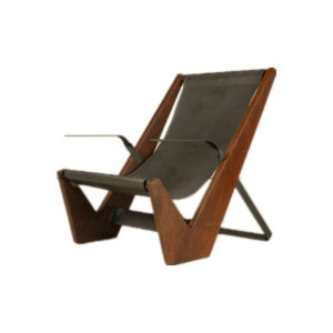 Mid-Century Modern Designer Wooden Metal Armchair Leather Strap Sofa Chair Display Sales Office Reception Chair Customizable