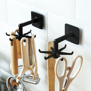 360 độ xoay Punch miễn phí sáu móc vuốt thìa bếp Spoon lưu trữ Móc treo gắn tường
