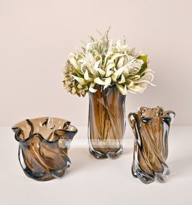 ช่อดอกไม้แก้วสีน้ำตาลเข้มสไตล์โมเดิร์น ตกแต่งห้องนั่งเล่น จัดวางบนโต๊ะอาหาร ตกแต่งห้องนอน วัสดุแก้ว ขนาดใหญ่ กลาง ขนาดเล็ก สไตล์ยุโรป