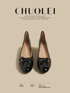 CHUOLEI | Mid-Heel Bow Black Mary Jane Shoes