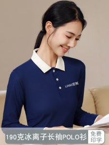 Áo Thun Polo Tay Dài Màu Khối in Chữ Trái Cây Cho Nam Và Nữ Mặc Làm Việc Tại Quầy Thu Ngân Thường Ngày Mùa Thu