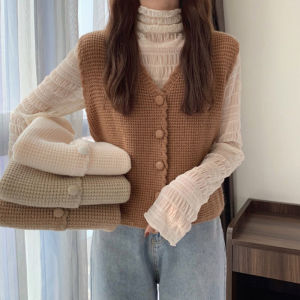 V-neck Knitted Vest for Overlay and Layering