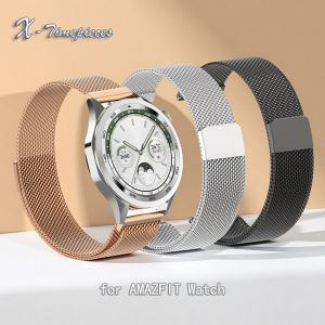 Metal Watch Strap for Amazfit Watch GTS GTR BIP Stainless Steel Milanese Model Adjustable Length Water-Resistant Stylish Sports & Business