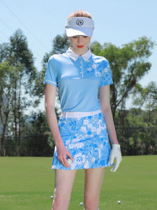 Summer ZG6 Golf Womens Sportswear Short Sleeve Top And Skirt Set Light Blue Golf Outfit for Womens Fitness And Yoga